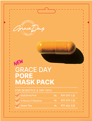 Тканевая маска для сужения пор с витаминами и фруктовыми кислотами PORE MASK PACK, 27 мл, GRACE DAY 