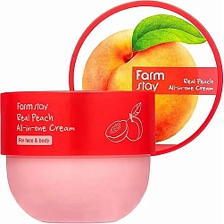 Крем для лица и тела с экстрактом персика Real Peach All-in-One Cream 300мл, Farm Stay 