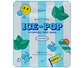 Маска гидрогелевая для лица с мятой и газировкой MINT & SODA ICE-POP HYDROGEL FACE MASK, 30 г, Koelf