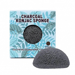 Спонж конняку Charcoal Konjac Sponge черный 1 шт,  Trimay