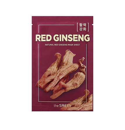 Маска тканевая для лица N с экстрактом женьшеня Natural REd Ginseng Mask Sheet 21мл