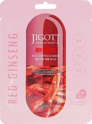 Тканевая маска для лица с экстрактом красного женьшеня RED GINSENG REAL AMPOULE MASK, 27 мл, Jigott 